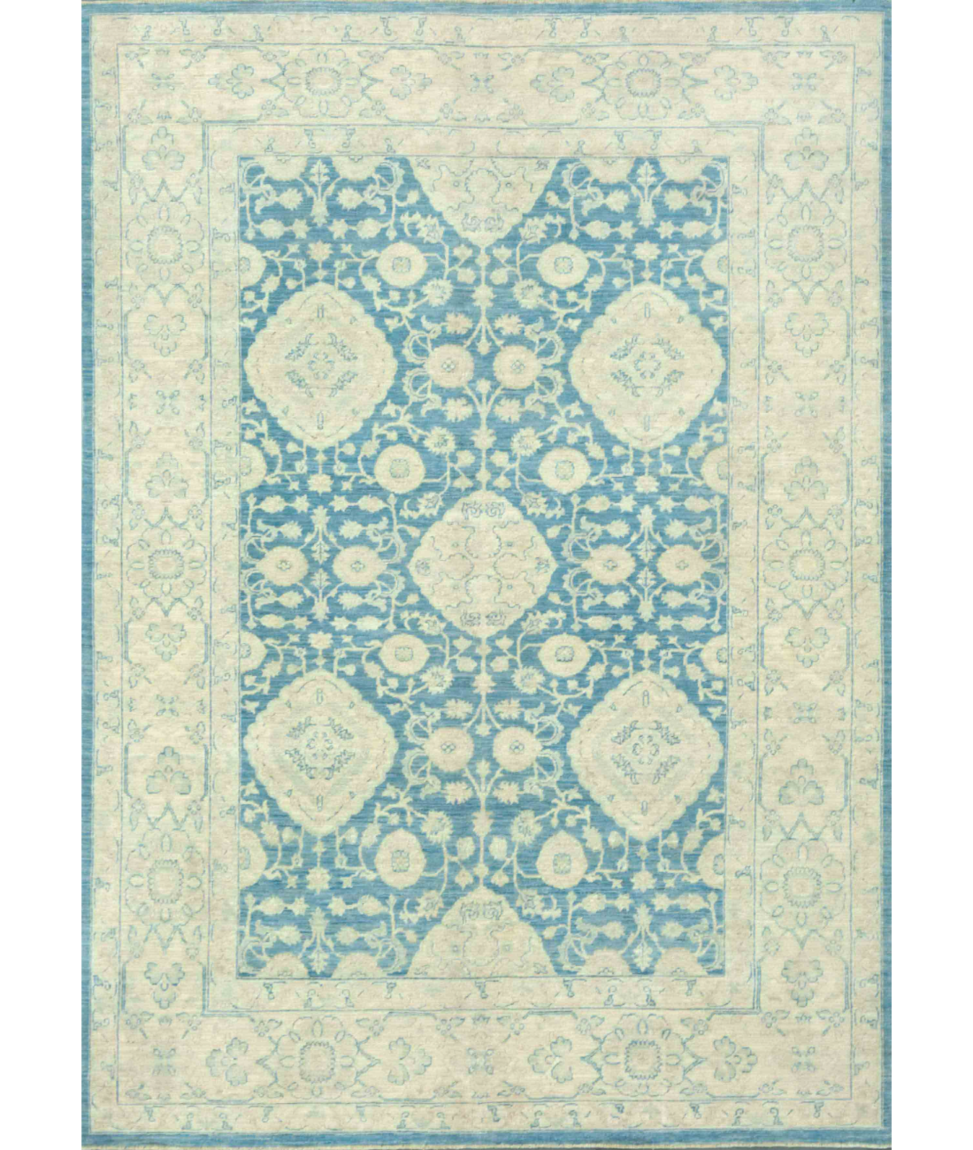 Hand Knotted Serenity Wool Rug 6' 3" X 8' 8" 6' 3" X 8' 8" (191 X 264) / Blue / Ivory
