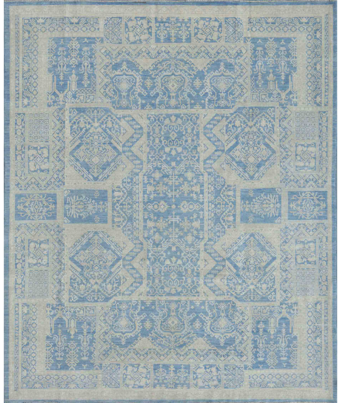 Hand Knotted Serenity Wool Rug 8' 4" X 10' 1" 8' 4" X 10' 1" (254 X 307) / Blue / Ivory