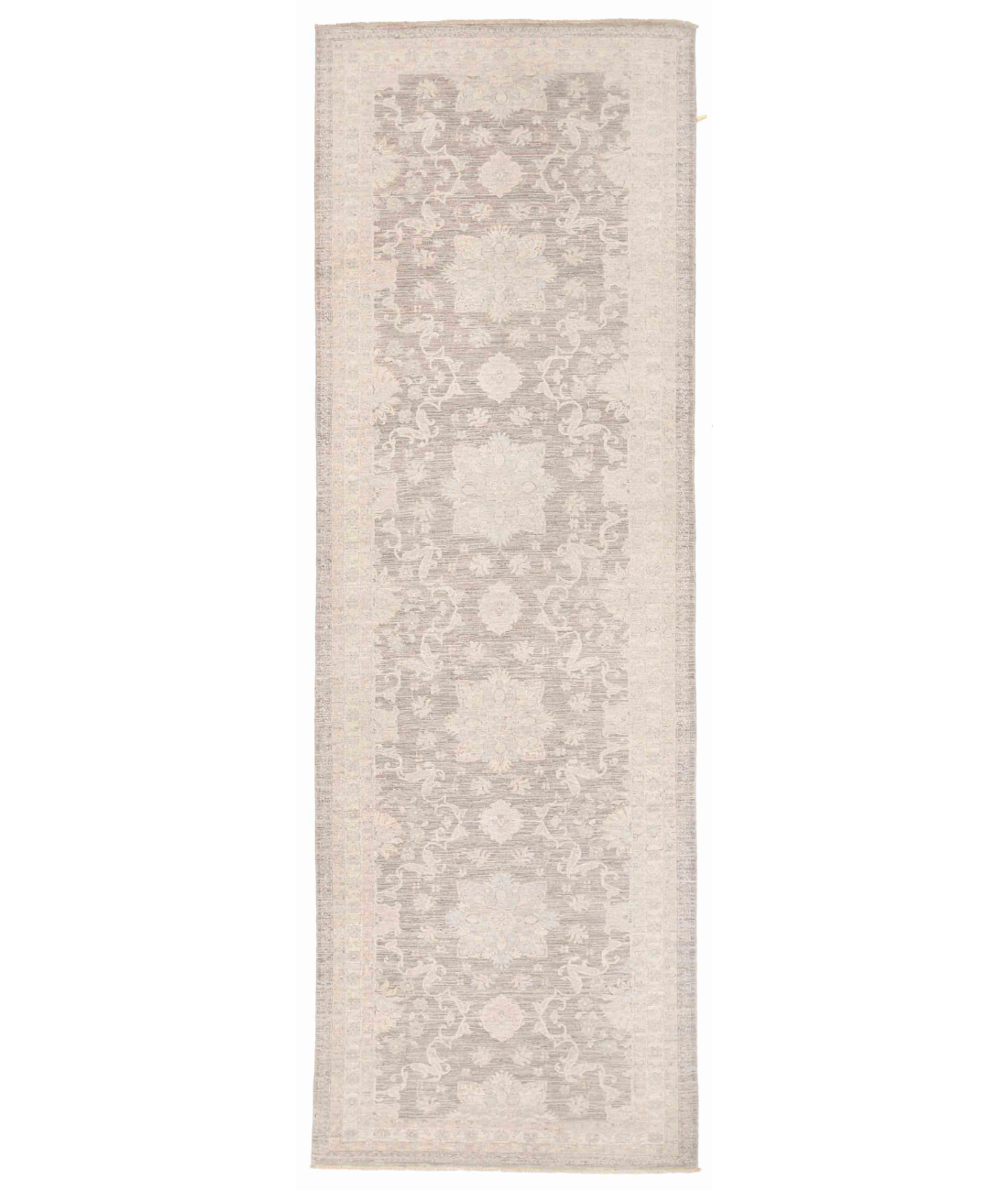 Hand Knotted Serenity Wool Rug 4' 1" X 12' 7" 4' 1" X 12' 7" (124 X 383) / Charcoal / Ivory