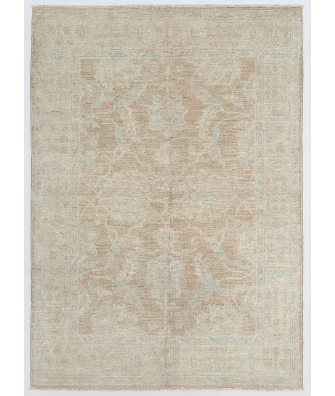 Hand Knotted Serenity Wool Rug 4' 1" X 5' 8" 4' 1" X 5' 8" (124 X 173) / Taupe / Ivory