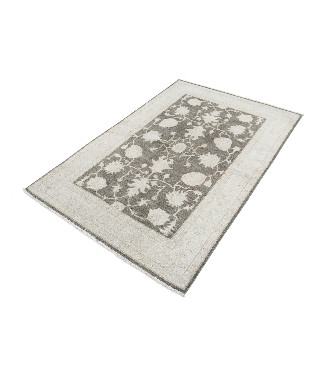 Hand Knotted Serenity Wool Rug 4' 0" X 6' 1" 4' 0" X 6' 1" (122 X 185) / Brown / Ivory