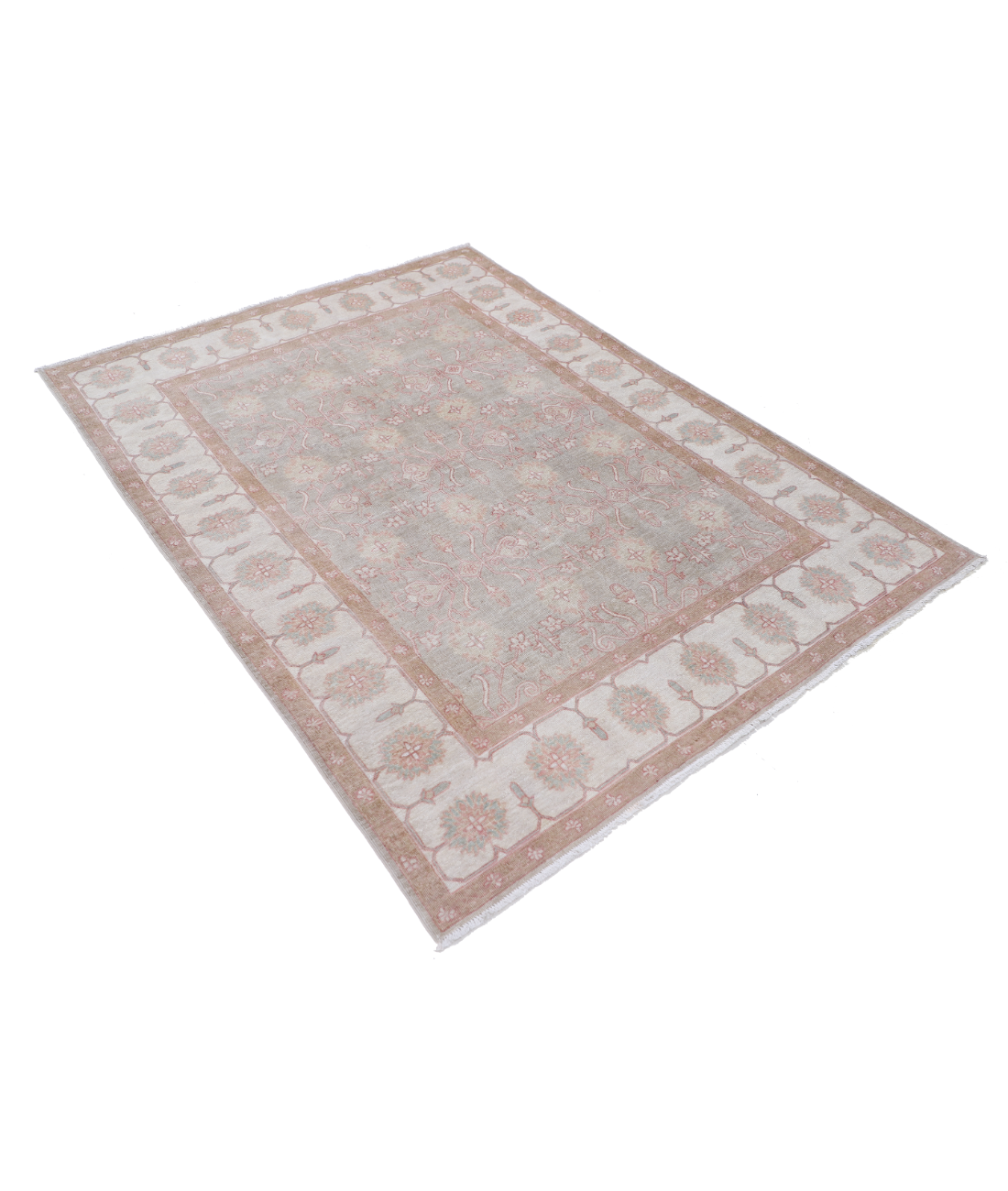 Hand Knotted Serenity Wool Rug 4' 9" X 6' 6" 4' 9" X 6' 6" (145 X 198) / Grey / Ivory