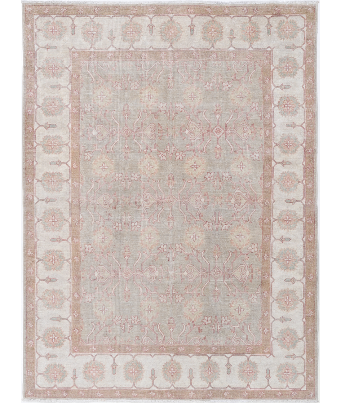 Hand Knotted Serenity Wool Rug 4' 9" X 6' 6" 4' 9" X 6' 6" (145 X 198) / Grey / Ivory