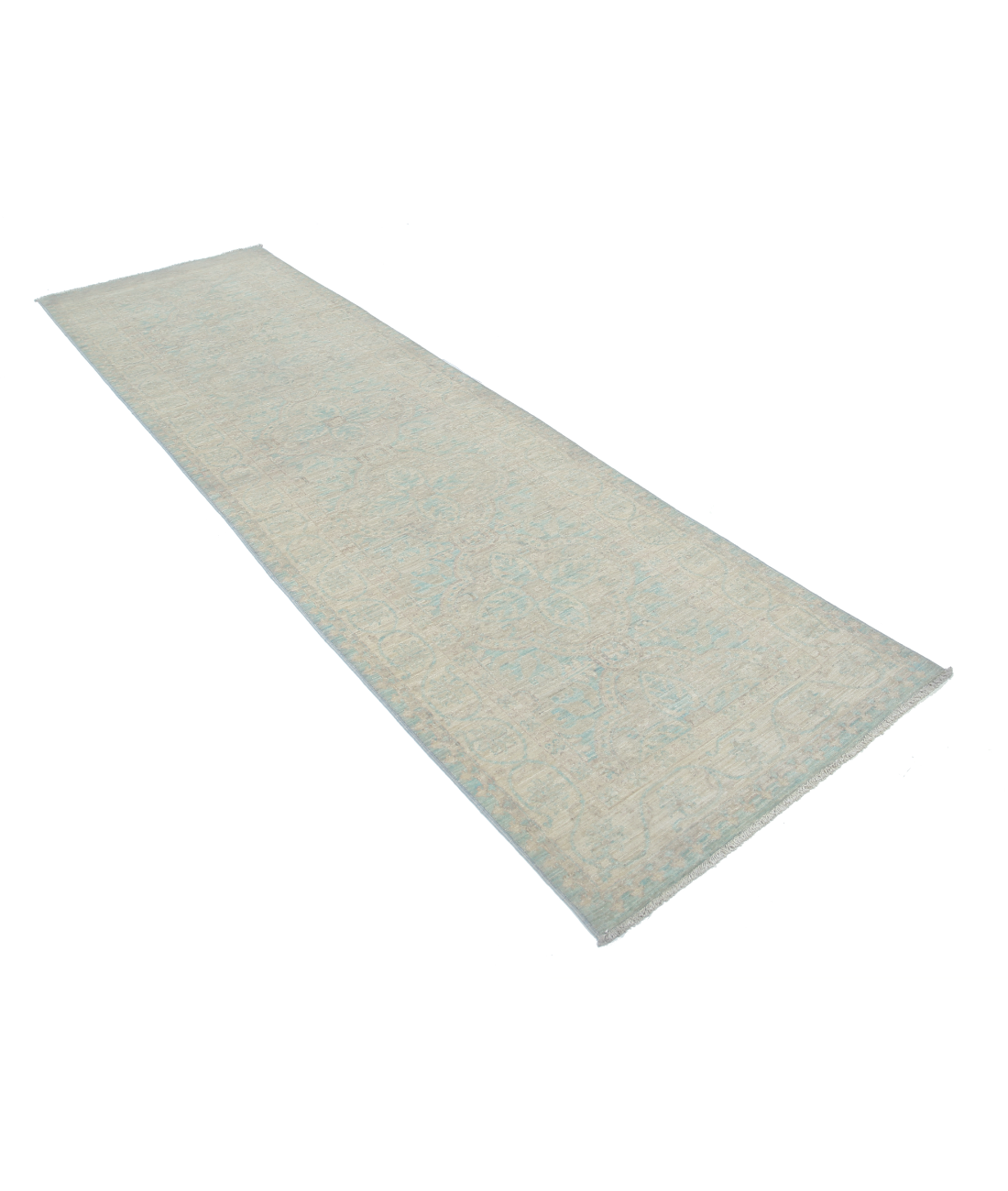 Hand Knotted Serenity Wool Rug 3' 0" X 10' 7" 3' 0" X 10' 7" (91 X 322) / Blue / Ivory