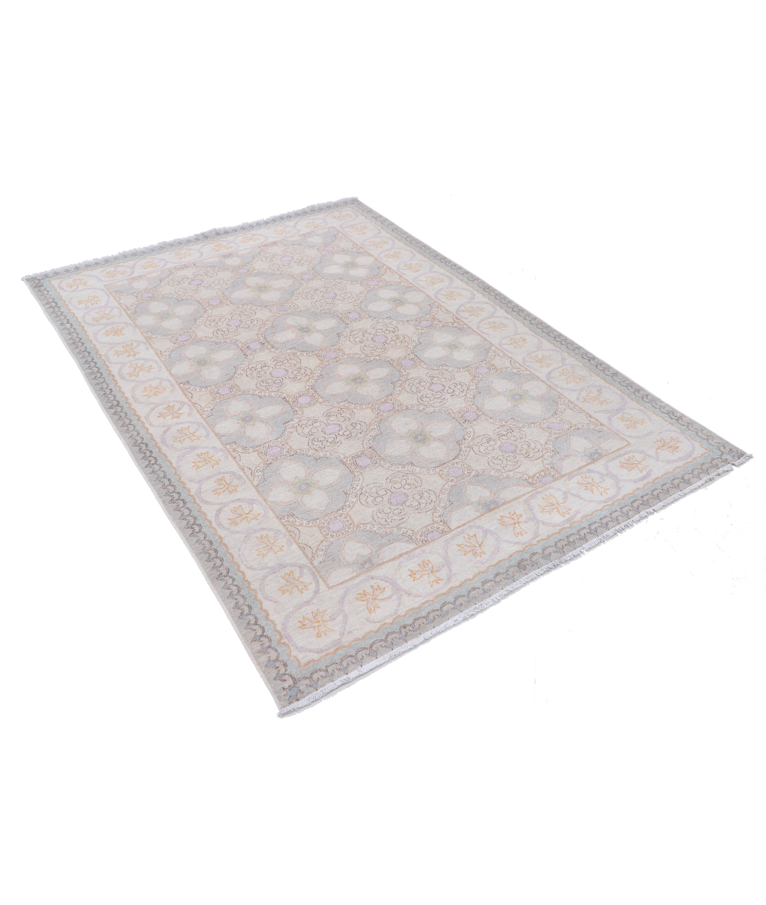 Hand Knotted Serenity Wool Rug 4' 9" X 6' 8" 4' 9" X 6' 8" (145 X 203) / Grey / Ivory