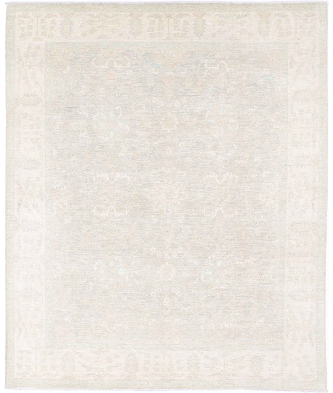 Hand Knotted Serenity Wool Rug 8' 1" X 9' 10" 8' 1" X 9' 10" (246 X 300) / Green / Ivory