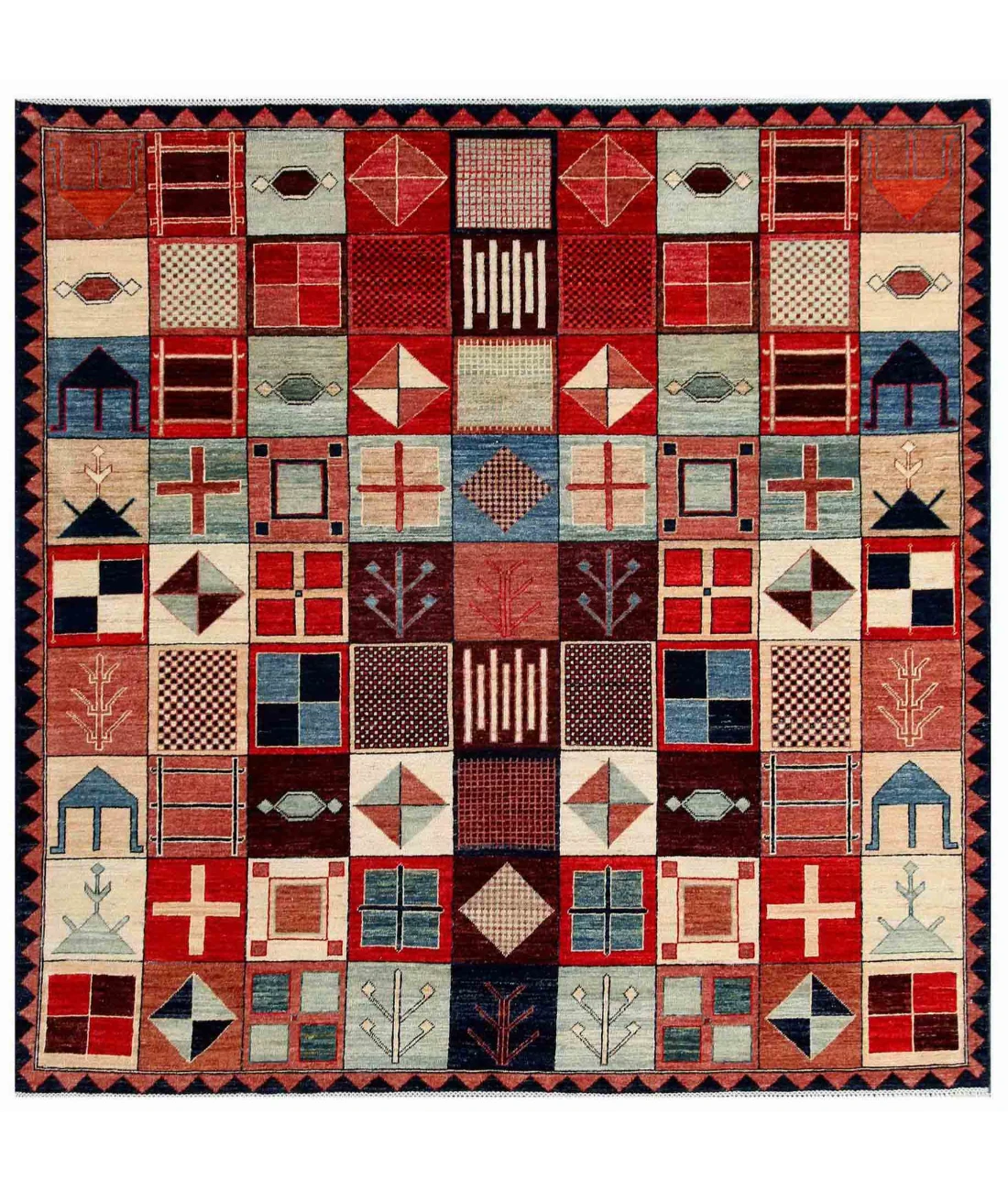 Hand Knotted Shaal Wool Rug 6' 8" X 6' 10" 6' 8" X 6' 10" (203 X 208) / Multi / Multi