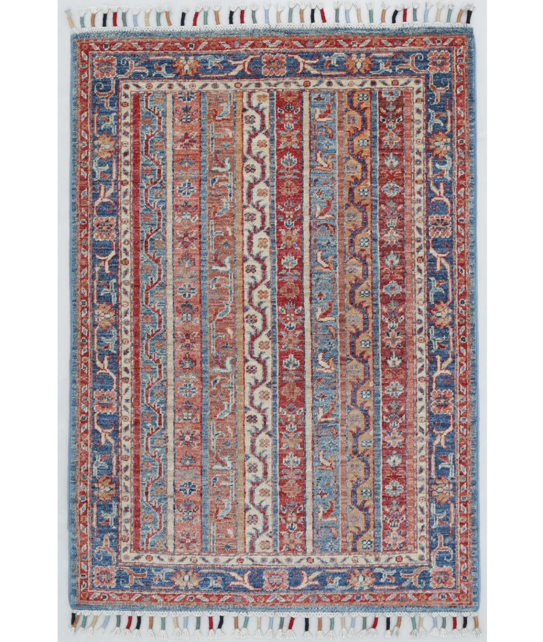 Hand Knotted Shaal Wool Rug - 2'8'' x 3'9'' 2' 8" X 3' 9" ( 81 X 114 ) / Multi / Blue