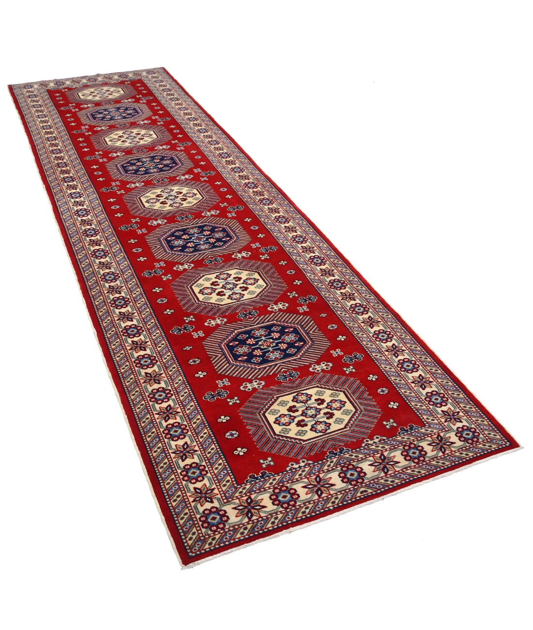 Shirvan 3'3'' X 10'3'' Hand-Knotted Wool Rug 3'3'' x 10'3'' (98 X 308) / Red / Ivory