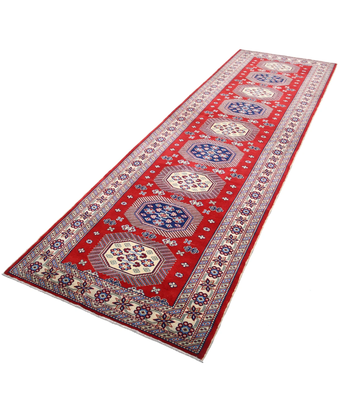 Shirvan 3'3'' X 10'3'' Hand-Knotted Wool Rug 3'3'' x 10'3'' (98 X 308) / Red / Ivory