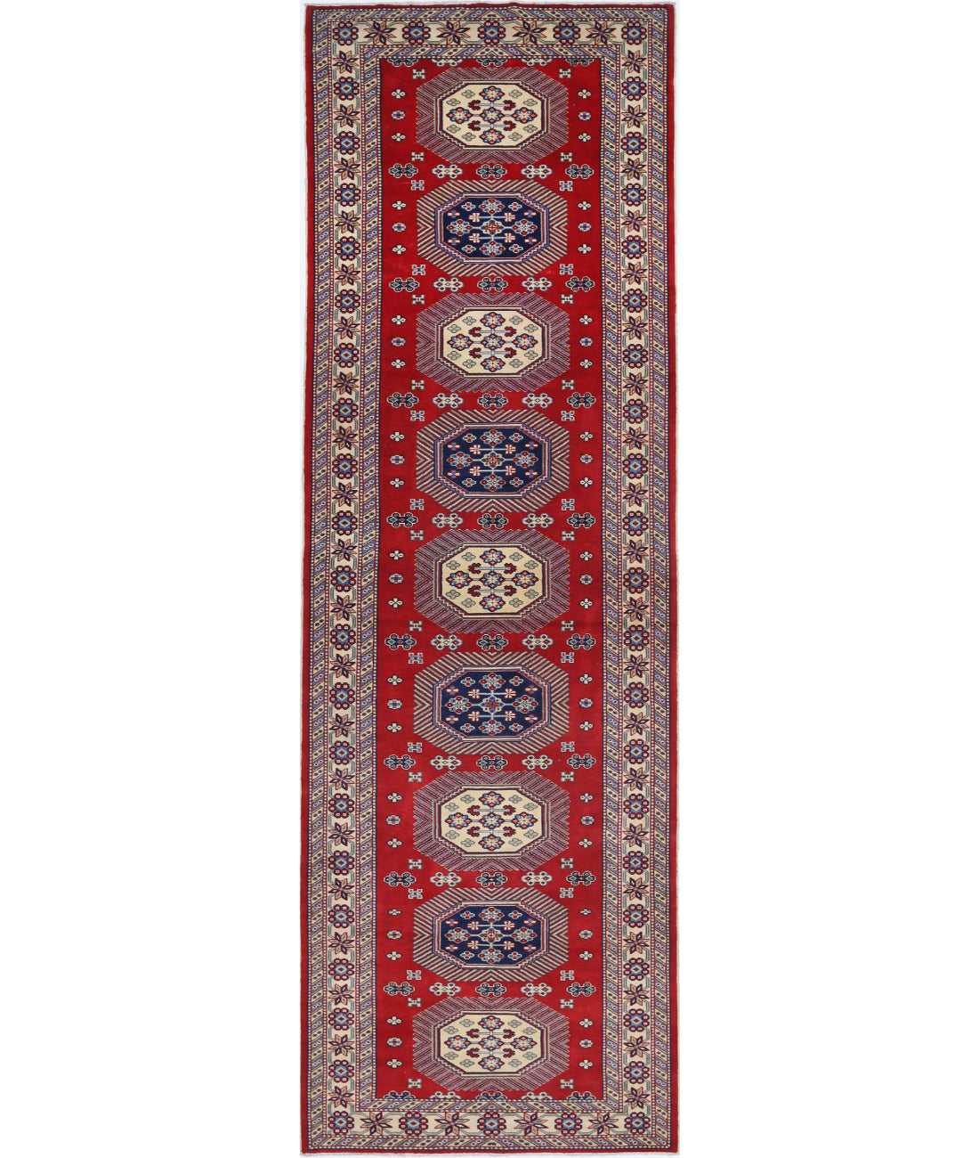 Shirvan 3'3'' X 10'3'' Hand-Knotted Wool Rug 3'3'' x 10'3'' (98 X 308) / Red / Ivory