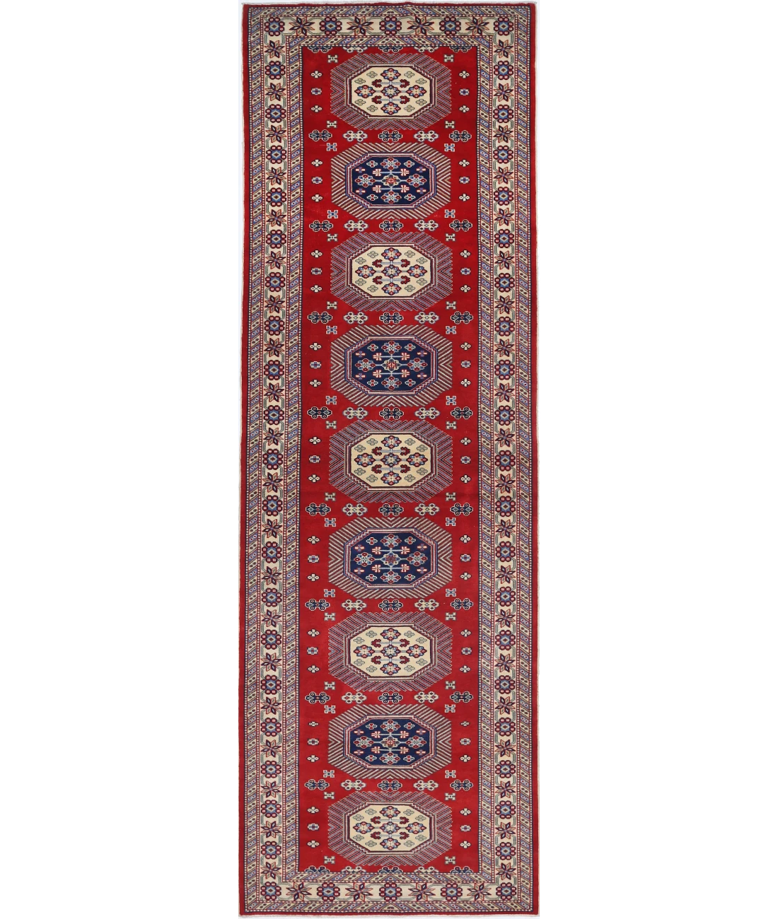 Shirvan 3'3'' X 10'3'' Hand-Knotted Wool Rug 3'3'' x 10'3'' (98 X 308) / Red / Ivory