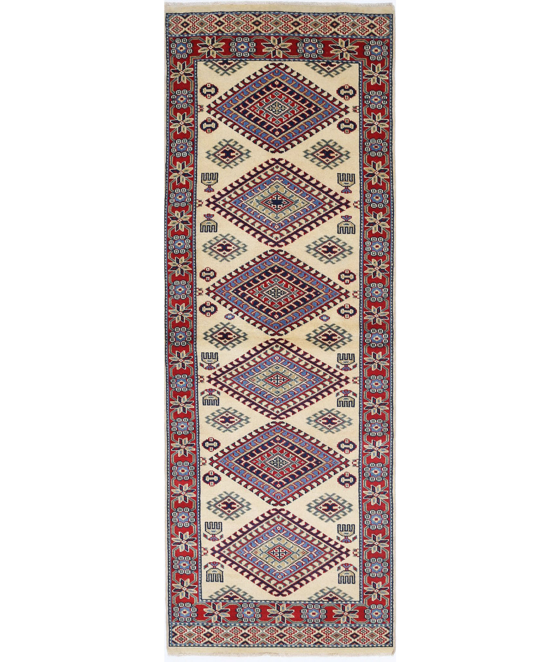 Shirvan 2'0'' X 6'1'' Hand-Knotted Wool Rug 2'0'' x 6'1'' (60 X 183) / Ivory / Red