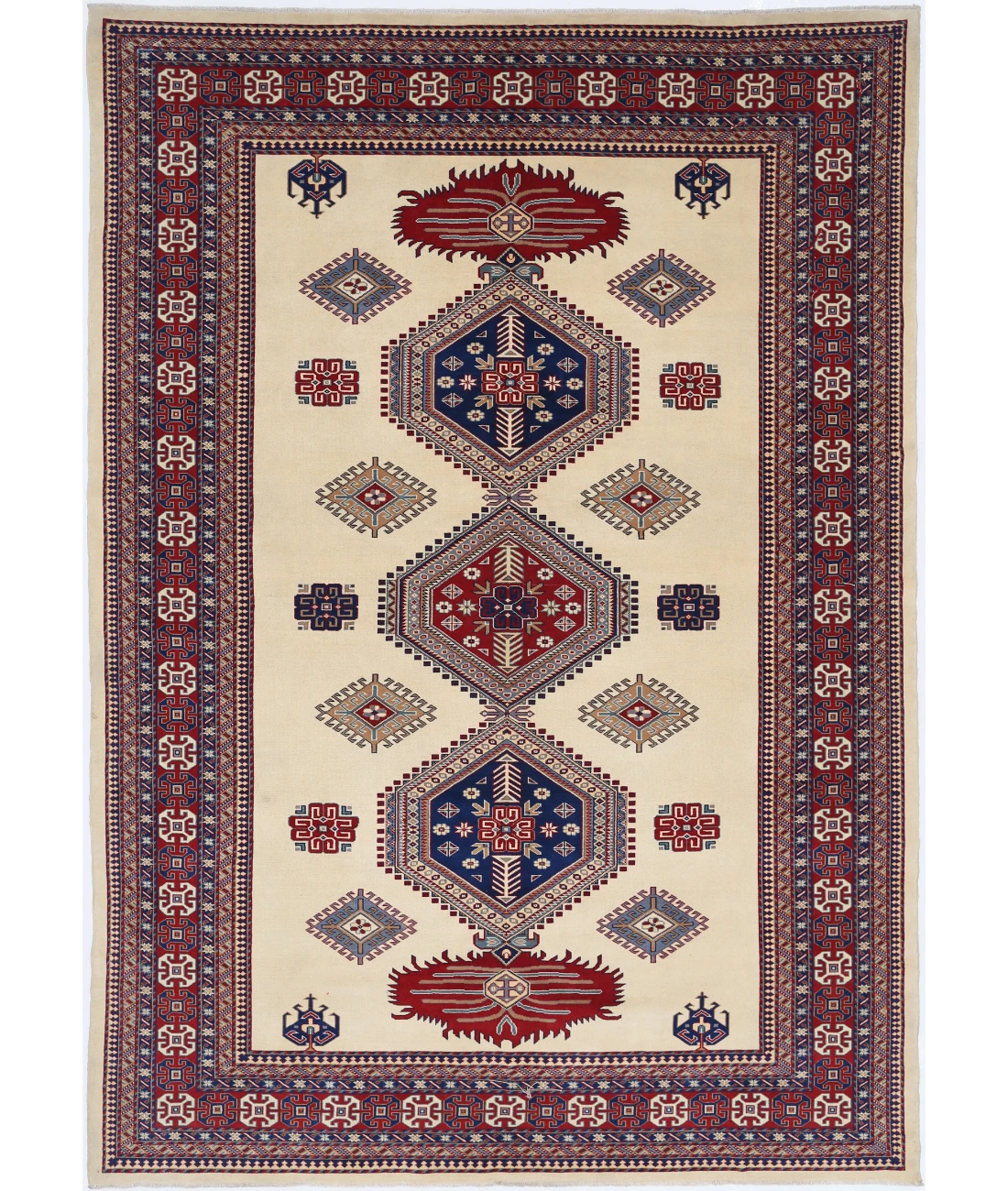 Shirvan 7'0'' X 9'10'' Hand-Knotted Wool Rug 7'0'' x 9'10'' (210 X 295) / Ivory / Red