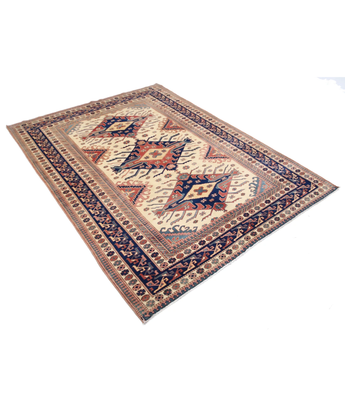 Shirvan 5'3'' X 6'9'' Hand-Knotted Wool Rug 5'3'' x 6'9'' (158 X 203) / Ivory / Blue