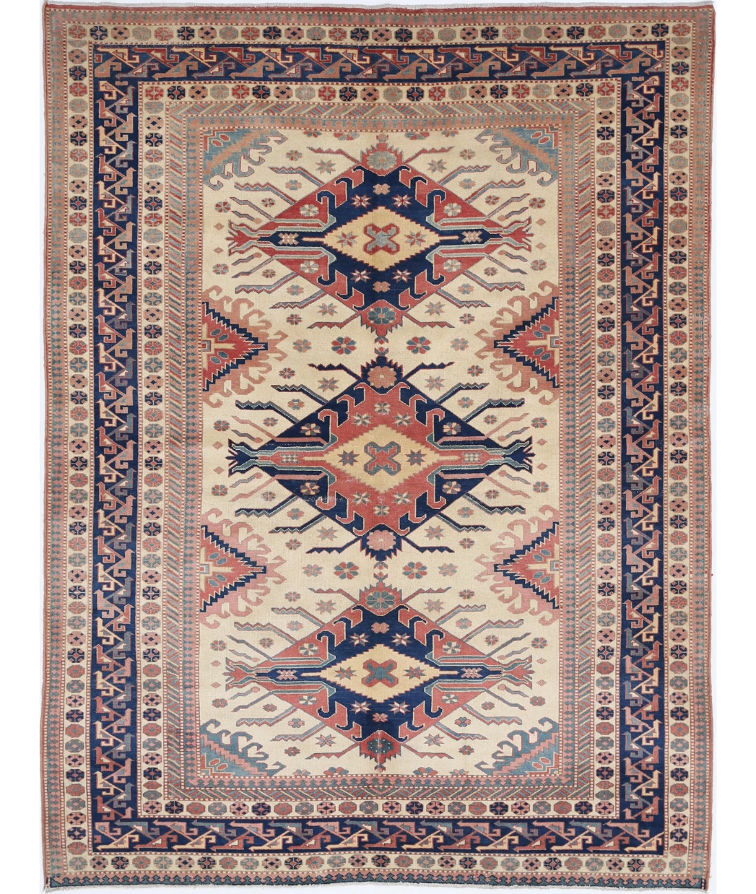 Shirvan 5'3'' X 6'9'' Hand-Knotted Wool Rug 5'3'' x 6'9'' (158 X 203) / Ivory / Blue