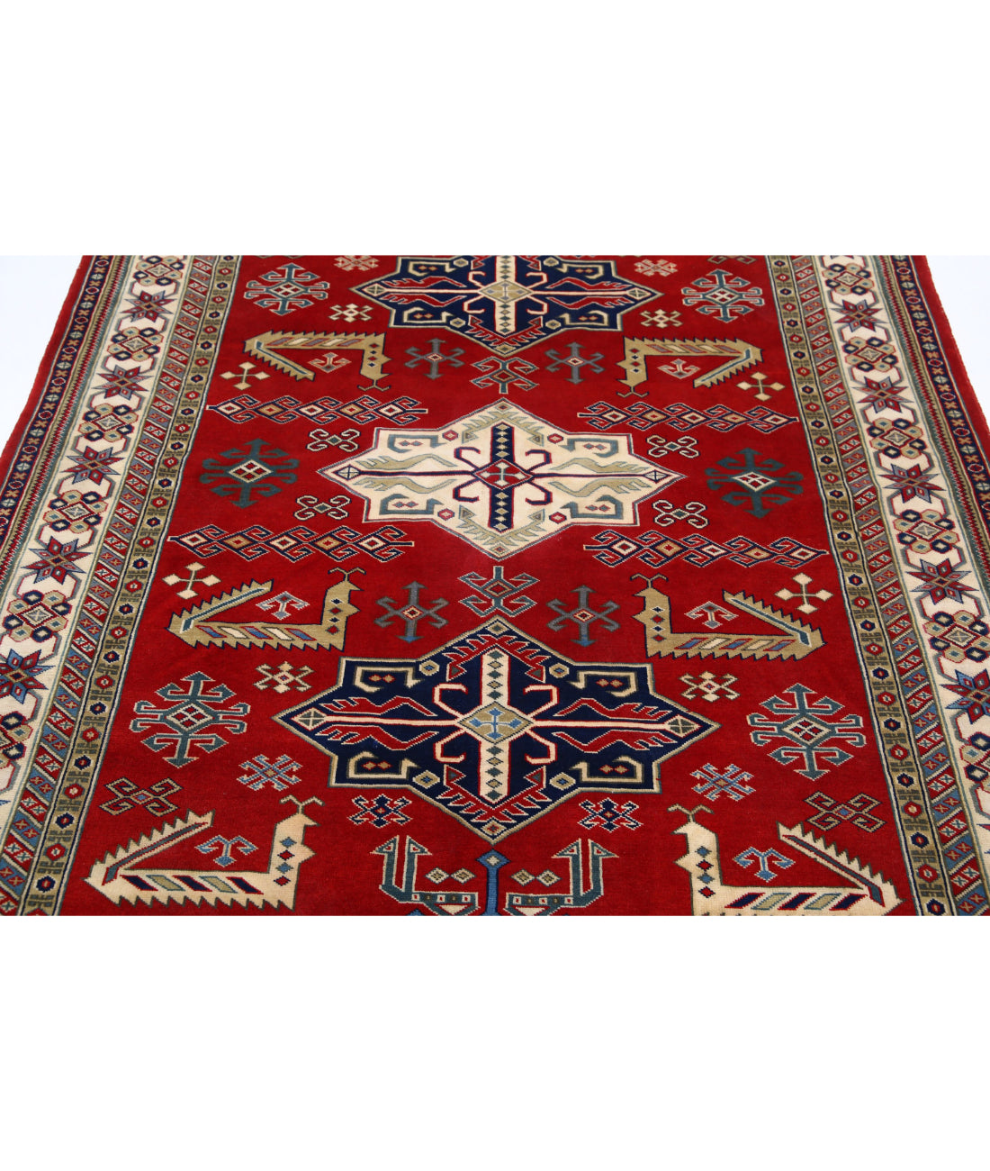 Shirvan 5'3'' X 7'11'' Hand-Knotted Wool Rug 5'3'' x 7'11'' (158 X 238) / Red / Ivory