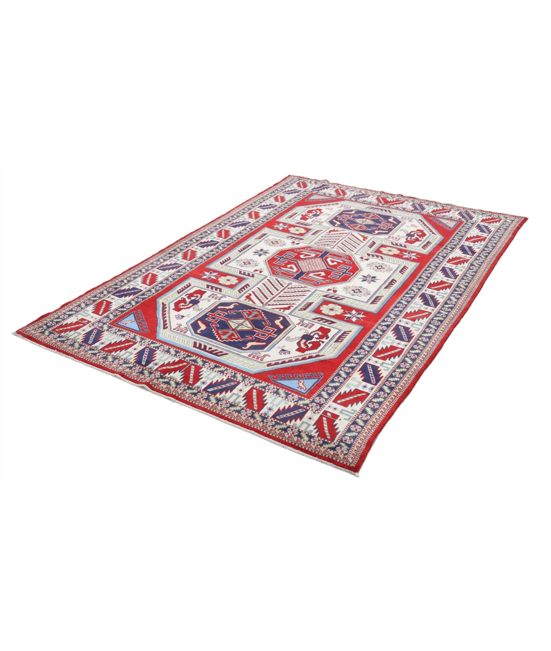 Shirvan 5'2'' X 7'6'' Hand-Knotted Wool Rug 5'2'' x 7'6'' (155 X 225) / Red / Ivory