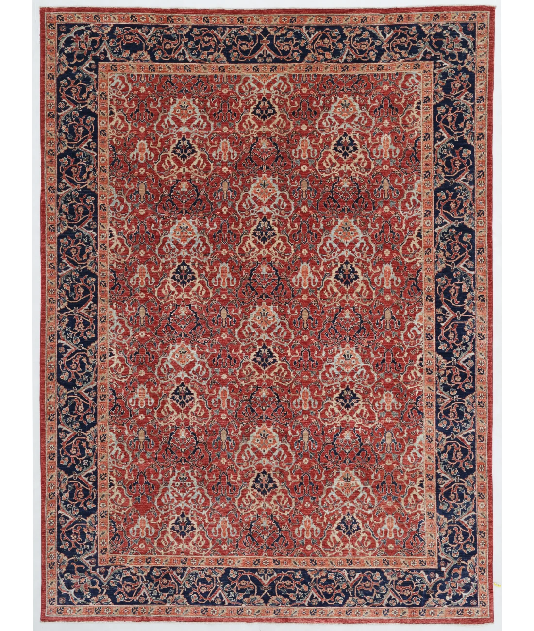 Hand Knotted Ziegler Sultanabad Wool Rug - 8'9'' x 11'10'' 8' 9" X 11' 10" ( 267 X 361 ) / Rust / Blue