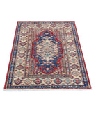 Kazak 2'10'' X 3'11'' Hand-Knotted Wool Rug 2'10'' x 3'11'' (85 X 118) / Red / Ivory