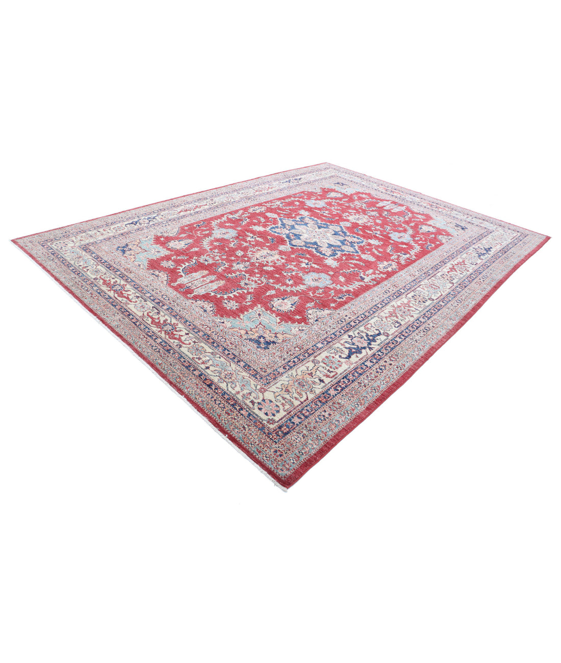 Kazak 8'11'' X 11'11'' Hand-Knotted Wool Rug 8'11'' x 11'11'' (268 X 358) / Red / Ivory