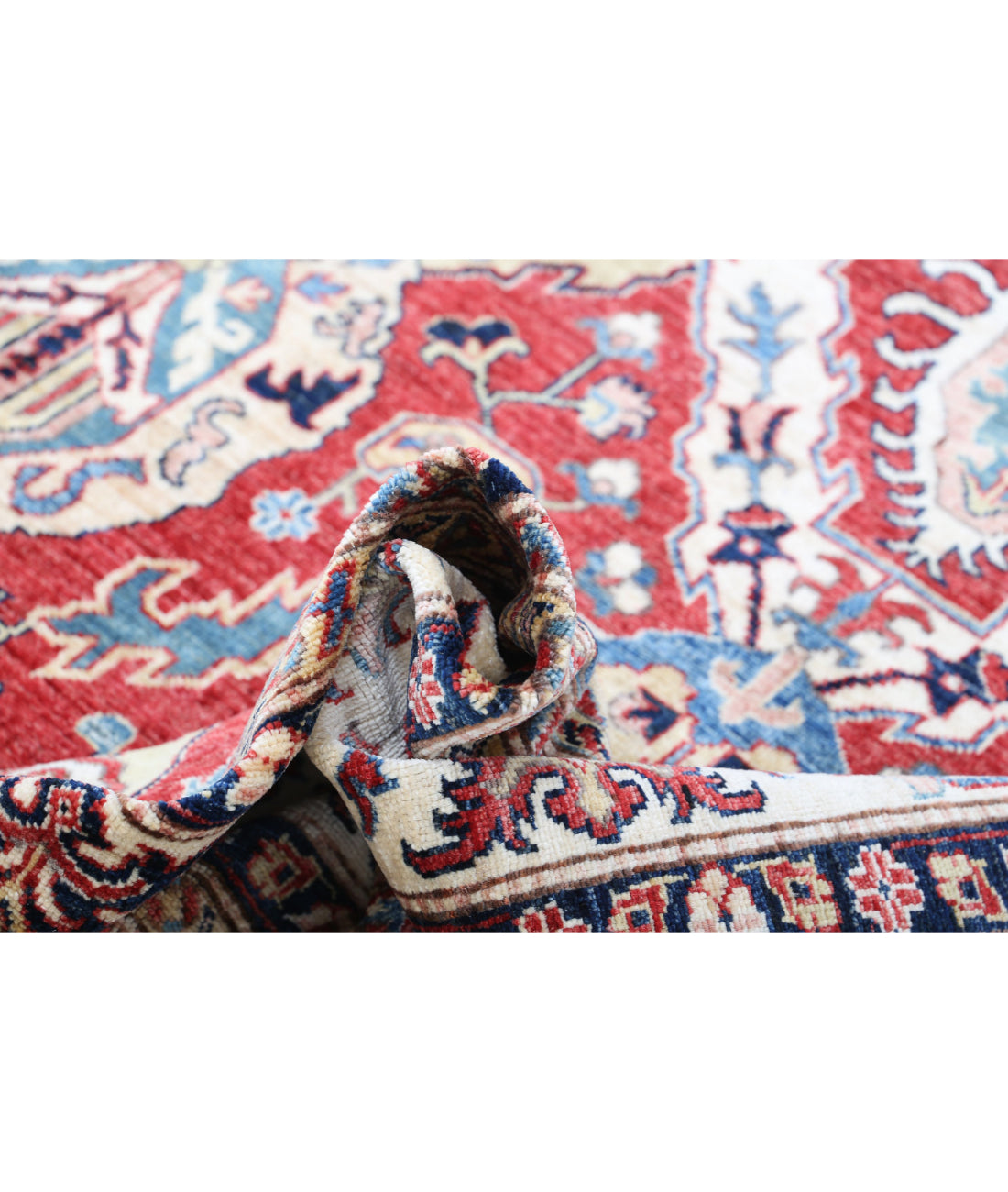 Kazak 9'11'' X 13'6'' Hand-Knotted Wool Rug 9'11'' x 13'6'' (298 X 405) / Red / Ivory