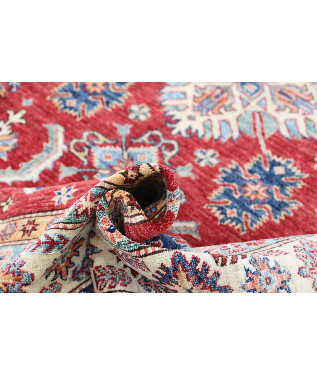 Kazak 6'7'' X 8'8'' Hand-Knotted Wool Rug 6'7'' x 8'8'' (198 X 260) / Red / Ivory
