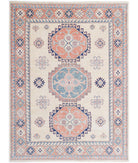 Kazak 4'10'' X 6'8'' Hand-Knotted Wool Rug 4'10'' x 6'8'' (145 X 200) / Ivory / Peach