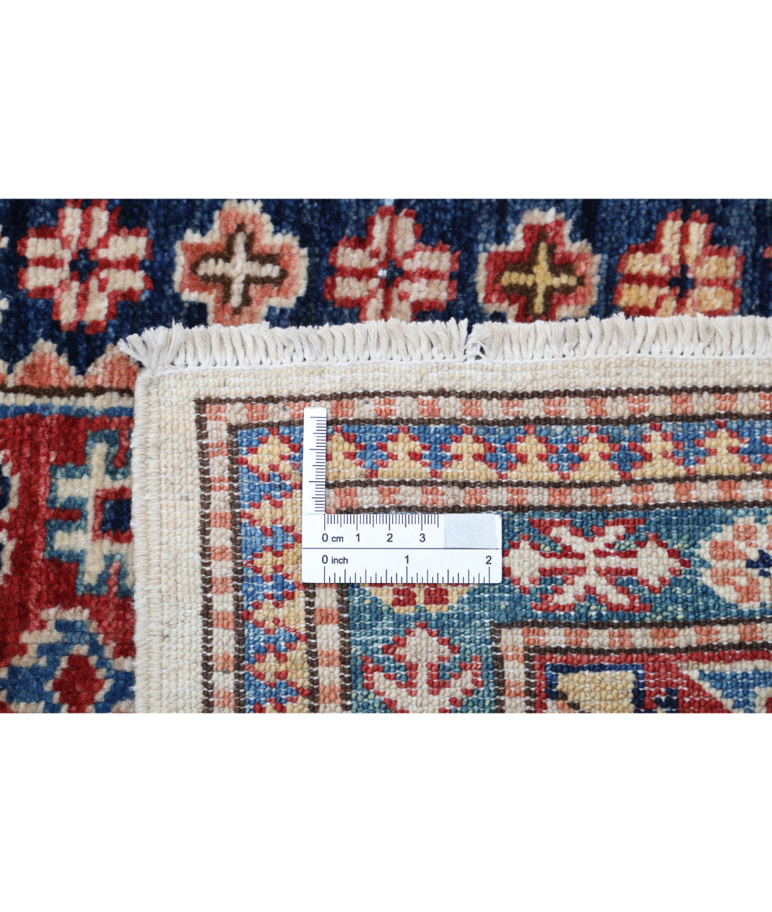 Kazak 4'2'' X 6'6'' Hand-Knotted Wool Rug 4'2'' x 6'6'' (125 X 195) / Ivory / Red