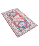 Kazak 2'8'' X 4'4'' Hand-Knotted Wool Rug 2'8'' x 4'4'' (80 X 130) / Red / Ivory