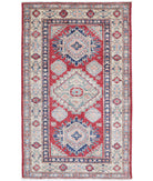 Kazak 2'8'' X 4'4'' Hand-Knotted Wool Rug 2'8'' x 4'4'' (80 X 130) / Red / Ivory