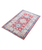 Kazak 2'7'' X 4'0'' Hand-Knotted Wool Rug 2'7'' x 4'0'' (78 X 120) / Red / Ivory