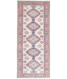 Kazak 2'7'' X 6'5'' Hand-Knotted Wool Rug 2'7'' x 6'5'' (78 X 193) / Ivory / Red