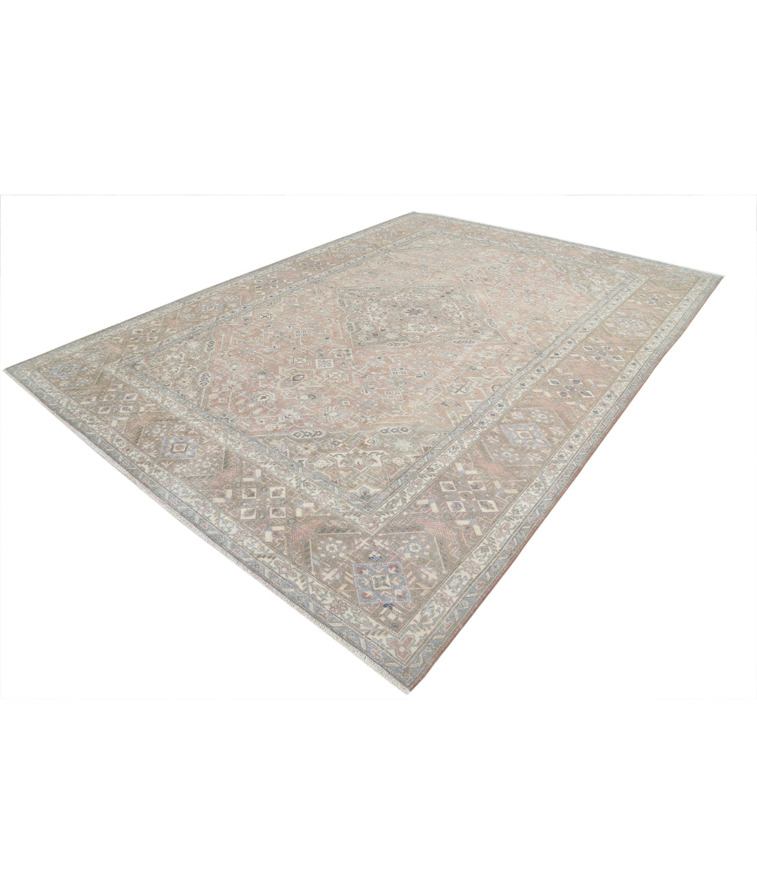 Tabriz 9'4'' X 13'0'' Hand-Knotted Wool Rug 9'4'' x 13'0'' (280 X 390) / Pink / Grey