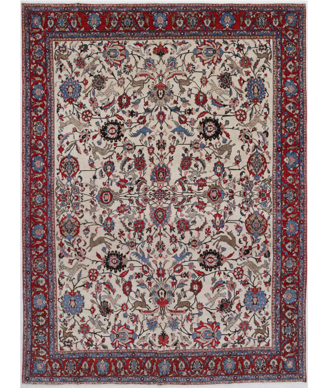 Tabriz 8'9'' X 11'10'' Hand-Knotted Wool Rug 8'9'' x 11'10'' (263 X 355) / Ivory / Red