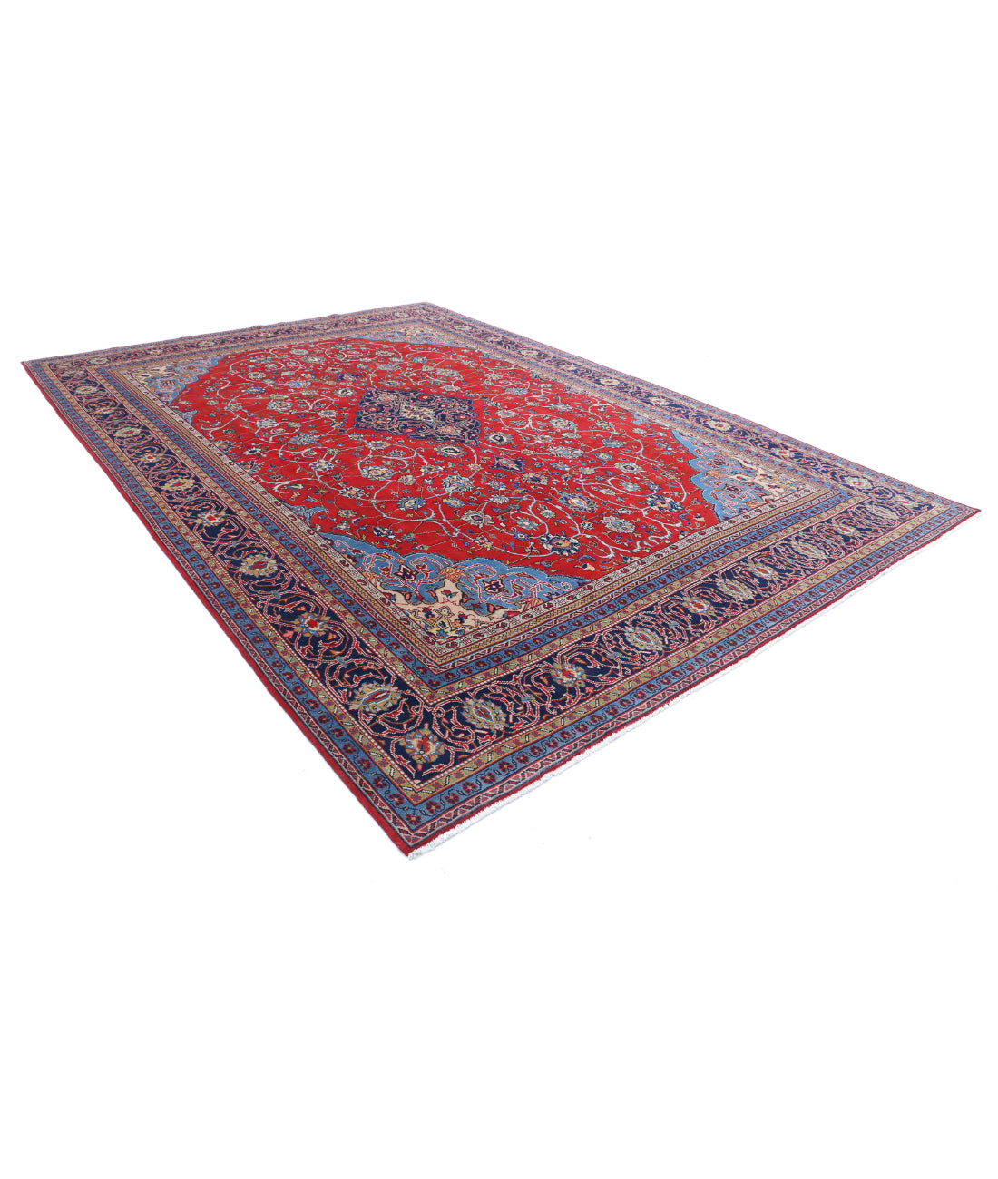 Tabriz 9'9'' X 14'0'' Hand-Knotted Wool Rug 9'9'' x 14'0'' (293 X 420) / Red / Blue