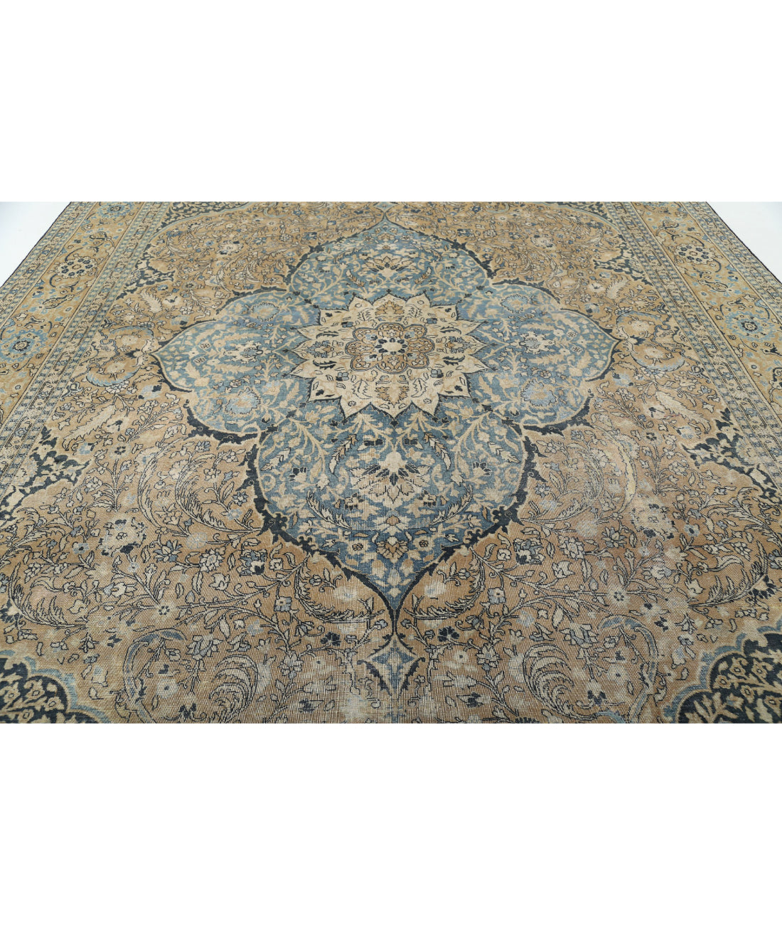 Tabriz 10'7'' X 15'3'' Hand-Knotted Wool Rug 10'7'' x 15'3'' (318 X 458) / Taupe / Blue