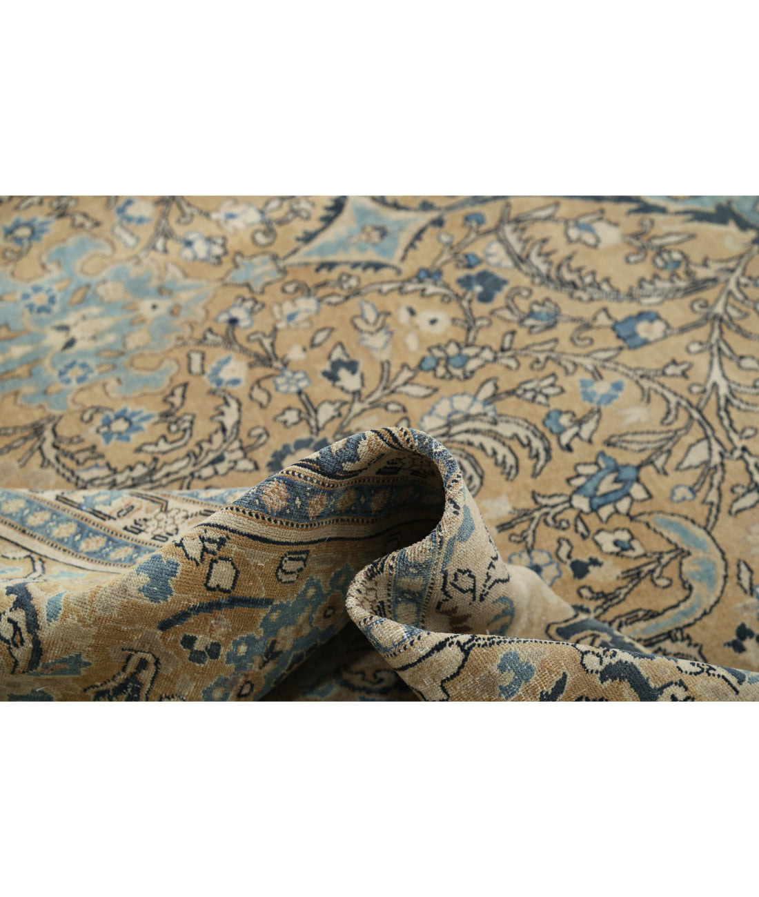 Tabriz 10'7'' X 15'3'' Hand-Knotted Wool Rug 10'7'' x 15'3'' (318 X 458) / Taupe / Blue