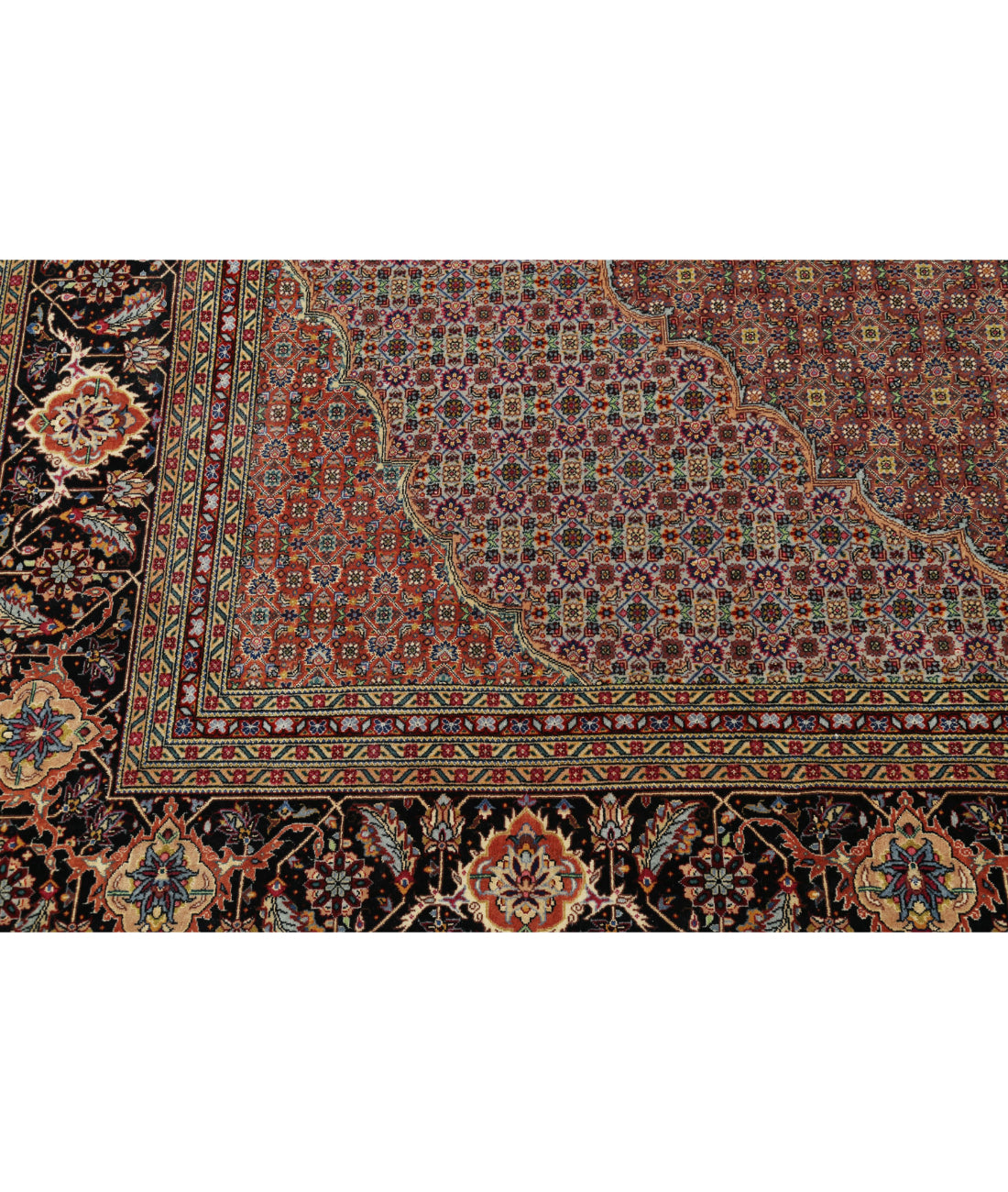 Tabriz 10'1'' X 12'10'' Hand-Knotted Wool-Silk Rug 10'1'' x 12'10'' (303 X 385) / Lilac / Black