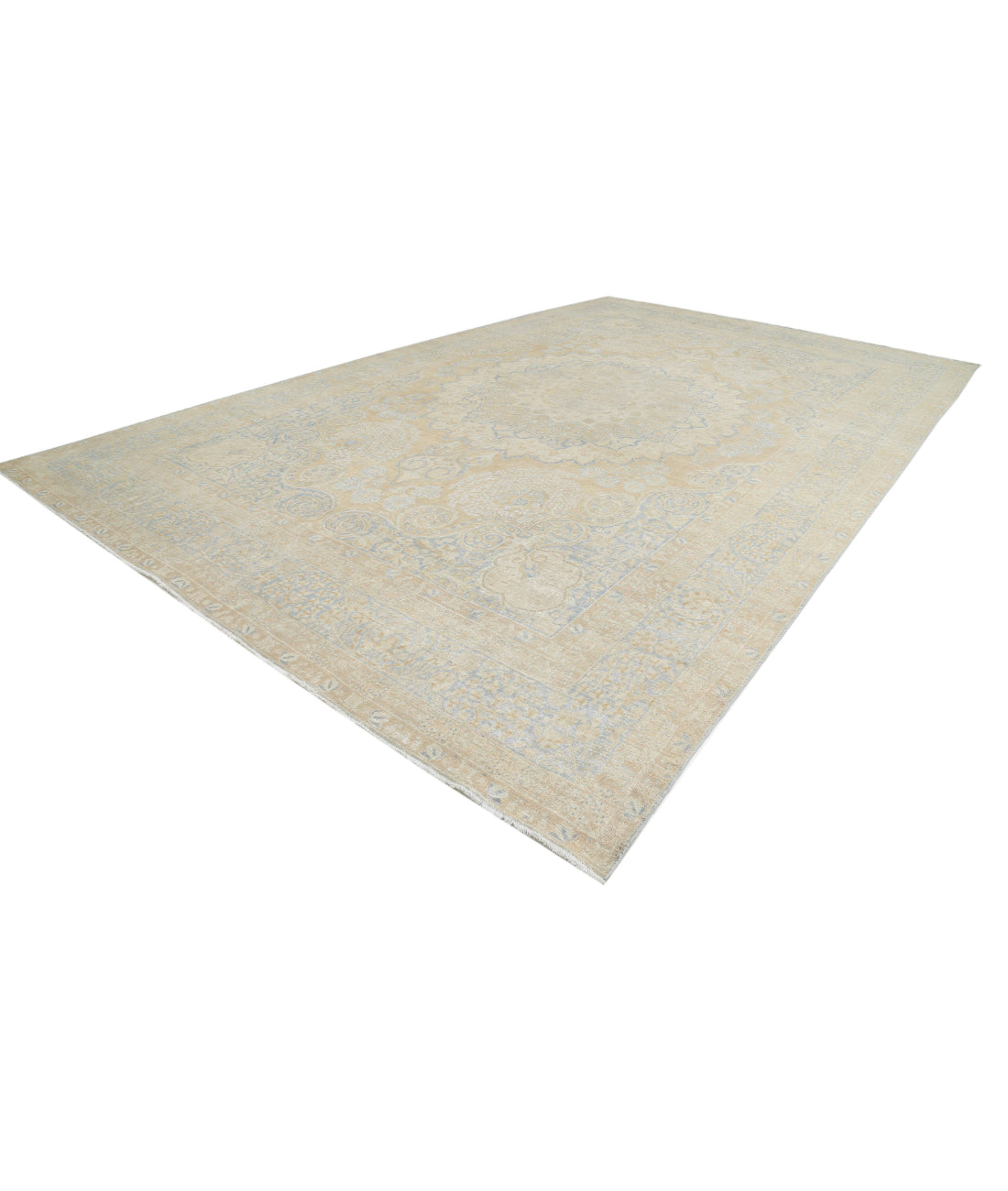 Tabriz 12'4'' X 19'5'' Hand-Knotted Wool Rug 12'4'' x 19'5'' (370 X 583) / Taupe / Blue