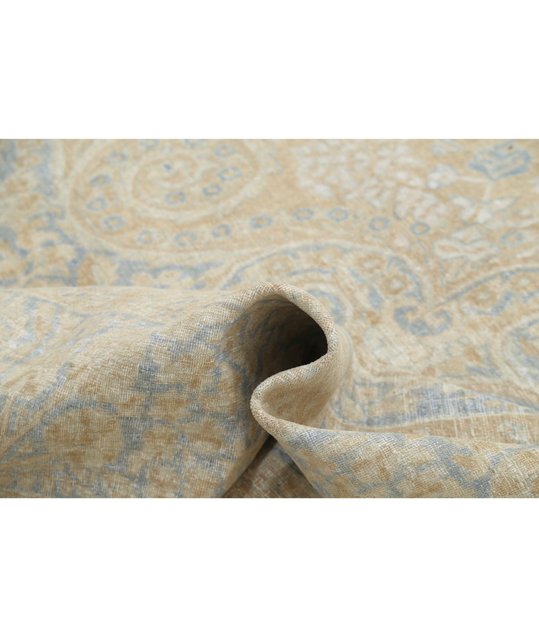 Tabriz 12'4'' X 19'5'' Hand-Knotted Wool Rug 12'4'' x 19'5'' (370 X 583) / Taupe / Blue