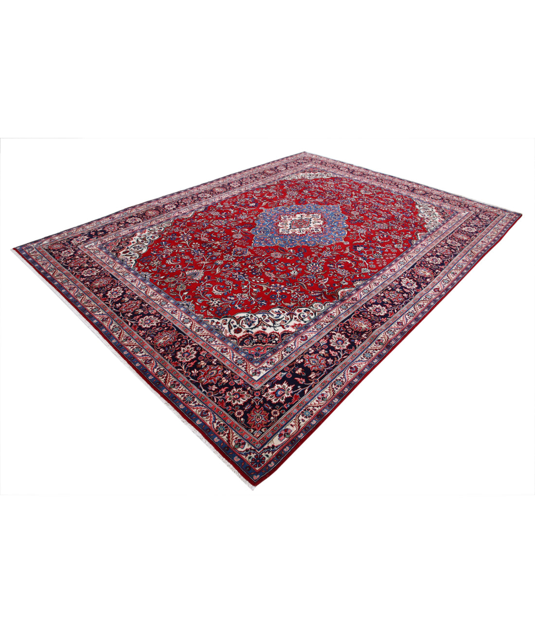 Tabriz 8'8'' X 11'8'' Hand-Knotted Wool Rug 8'8'' x 11'8'' (260 X 350) / Red / Blue