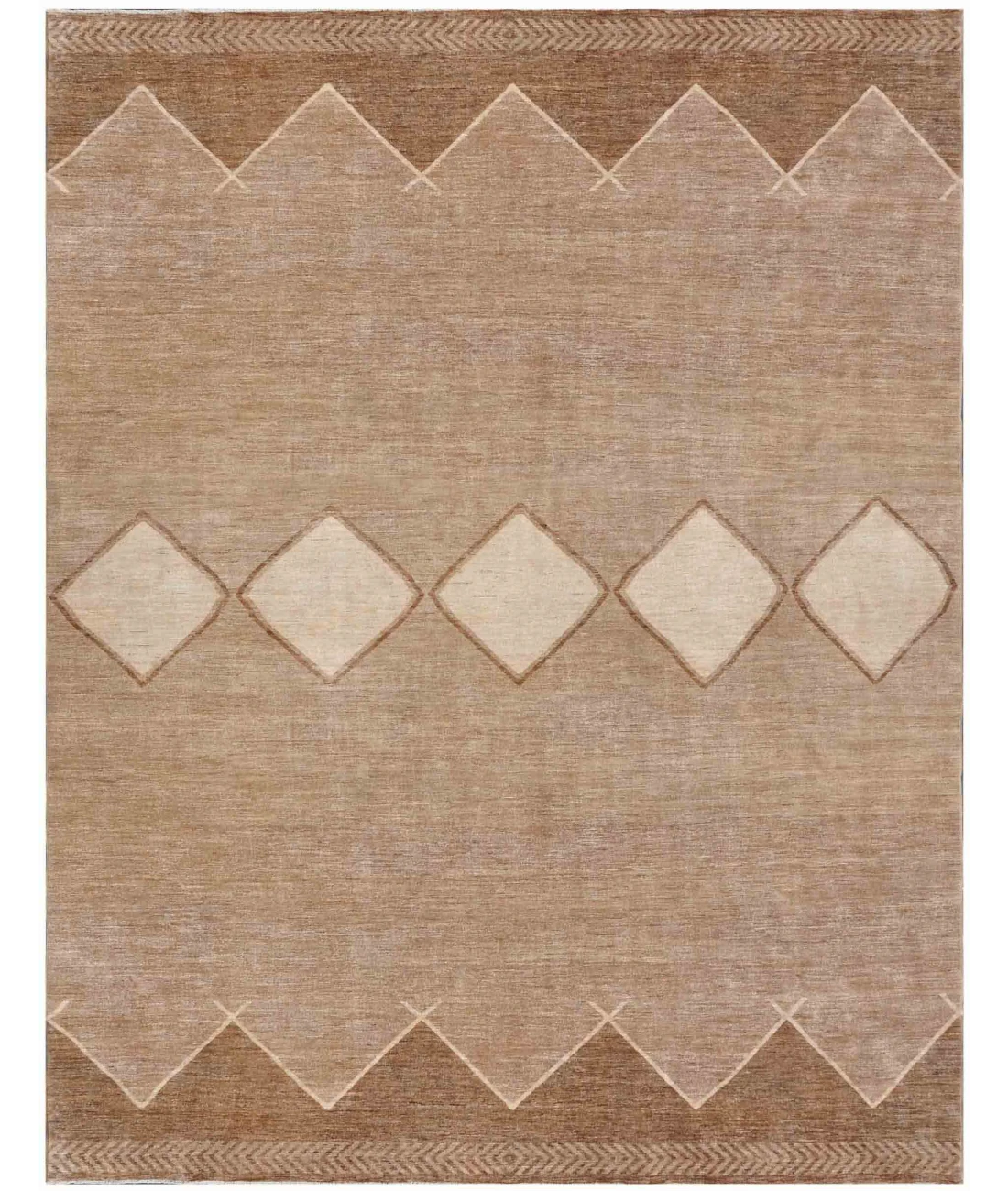Hand Knotted Tabriz Wool & Silk Rug 3' 2" X 8' 1" 3' 2" X 8' 1" (97 X 246) / Ivory / Pink