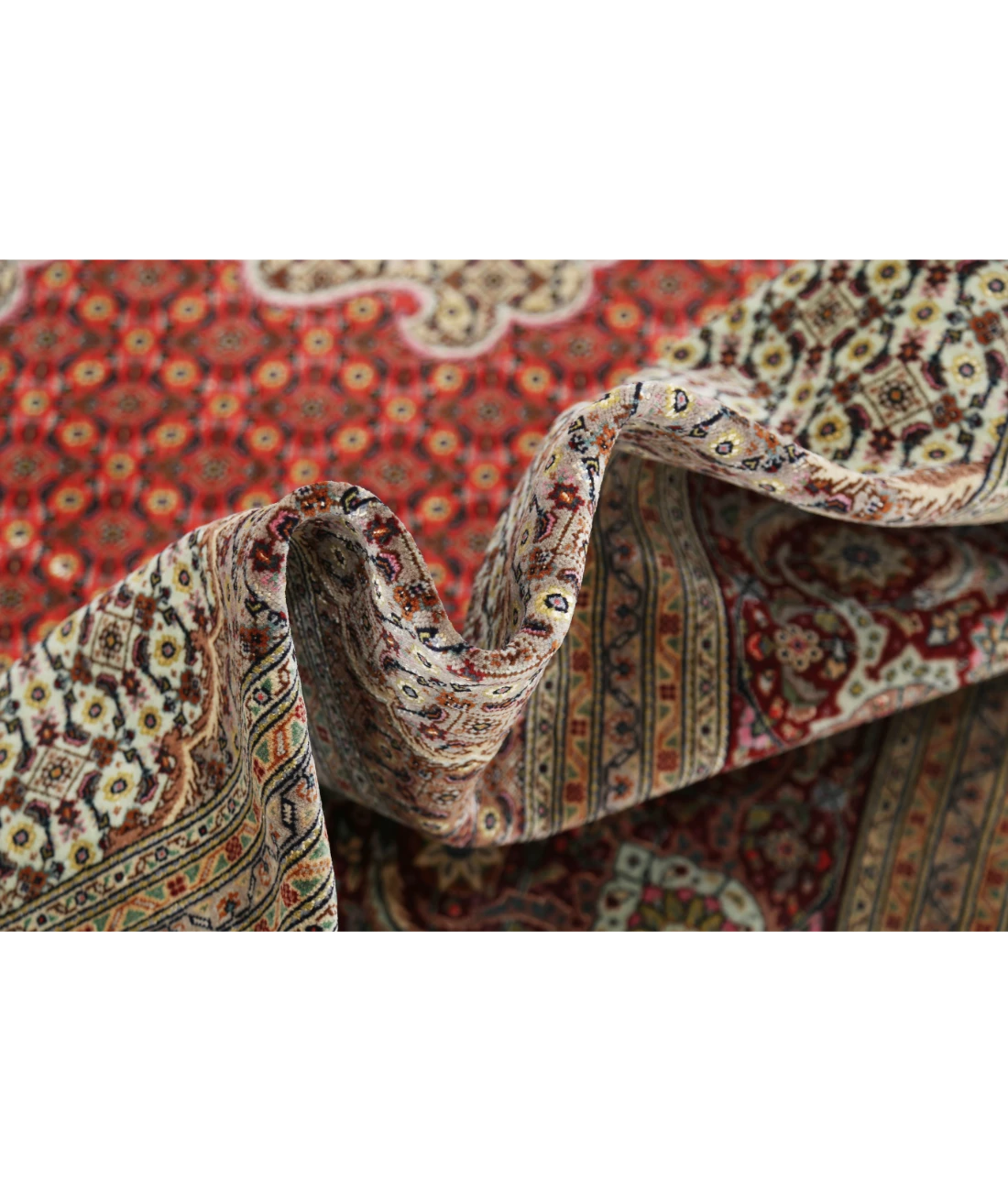 Hand Knotted Tabriz Wool & Silk Rug 8' 0" X 11' 3" 8' 0" X 11' 3" (244 X 343) / Peach / Red