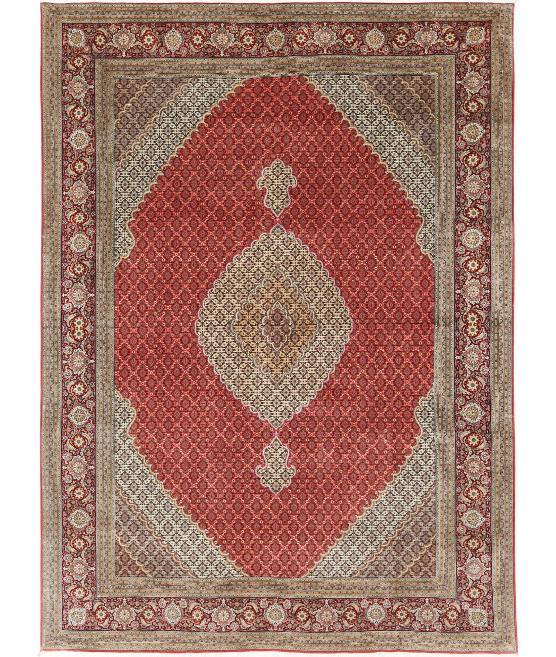 Hand Knotted Tabriz Wool & Silk Rug 8' 0" X 11' 3" 8' 0" X 11' 3" (244 X 343) / Peach / Red