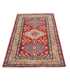 Kazak 3' 1" X 4' 10" Hand-Knotted Wool Rug 3' 1" X 4' 10" (94 X 147) / Red / Ivory