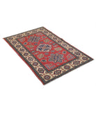 Kazak 3' 0" X 4' 11" Hand-Knotted Wool Rug 3' 0" X 4' 11" (91 X 150) / Red / Ivory