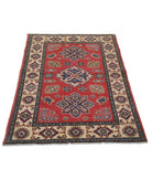 Kazak 3' 0" X 4' 11" Hand-Knotted Wool Rug 3' 0" X 4' 11" (91 X 150) / Red / Ivory