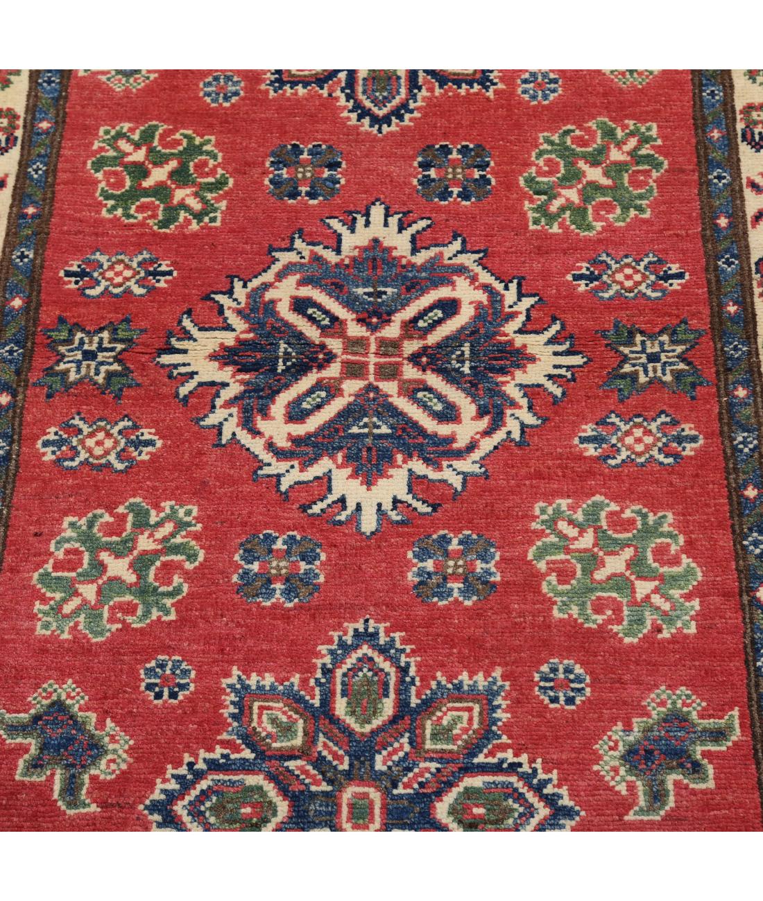Kazak 3' 0" X 4' 11" Hand-Knotted Wool Rug 3' 0" X 4' 11" (91 X 150) / Red / Ivory