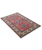 Kazak 3' 0" X 4' 11" Hand-Knotted Wool Rug 3' 0" X 4' 11" (91 X 150) / Red / Ivory